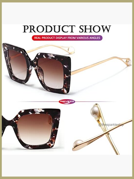 Oversized Square Sunglasses with UV400 Protection Trendy Retro Frame main image 7